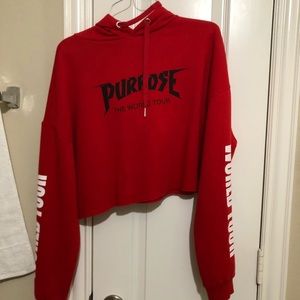 Red, Purpose tour cropped hoodie